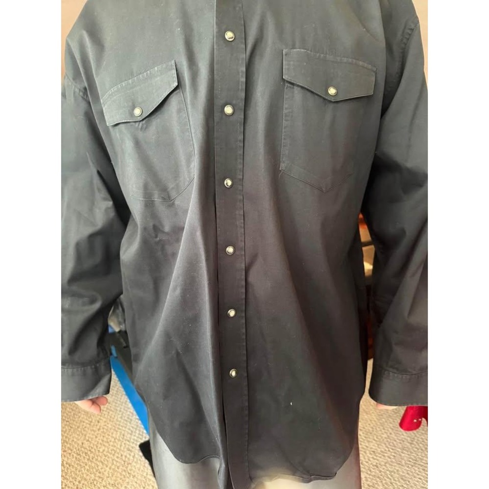 Dress Shirt, Western Panhandle Slim Mens XXL Tall Black Long Sleeve Cowboy